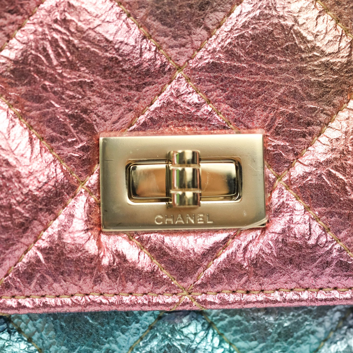 Chanel Quilted Reissue Wallet On Chain WOC Metallic Rainbow Aged Calfskin Gold Hardware