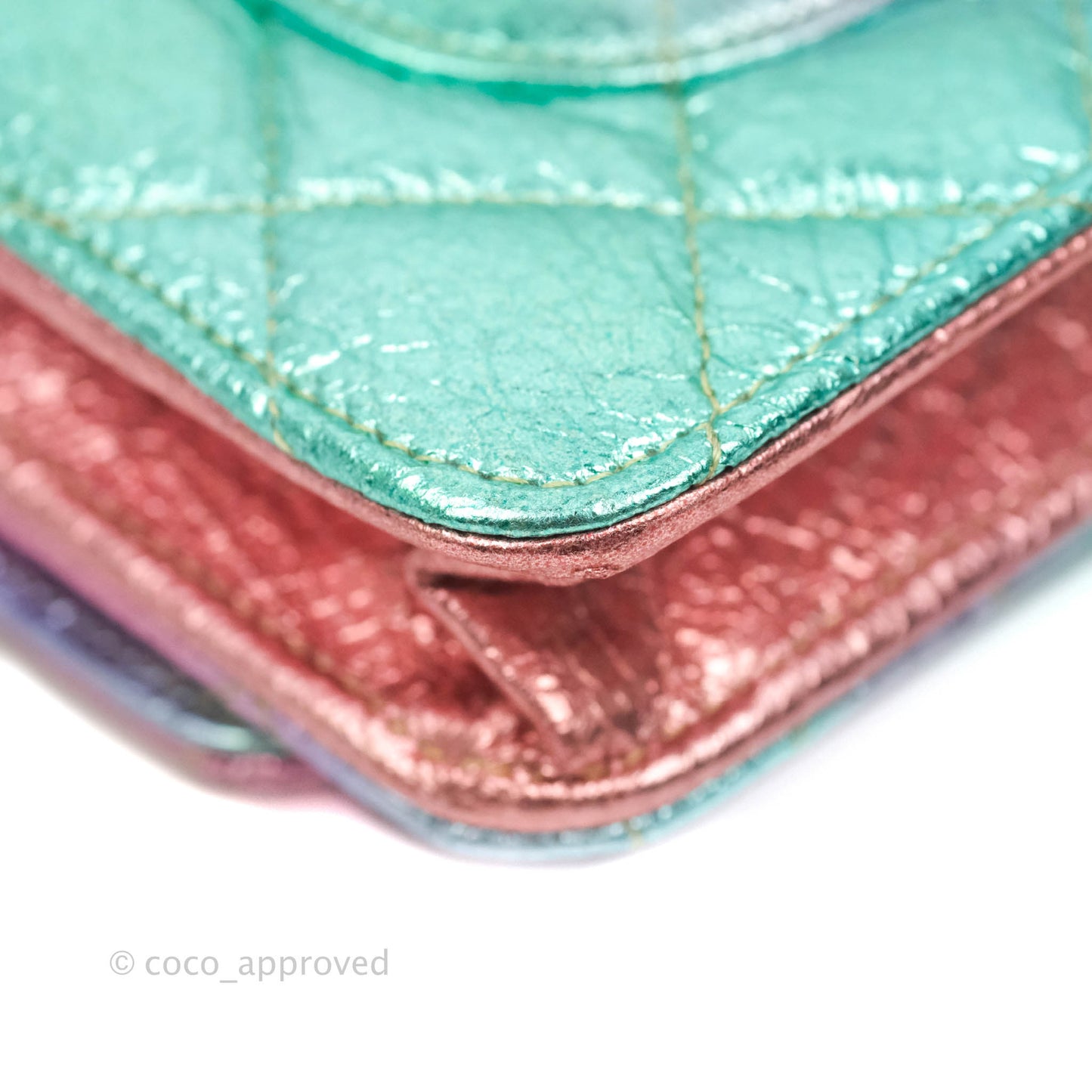 Chanel Quilted Reissue Wallet On Chain WOC Metallic Rainbow Aged Calfskin Gold Hardware