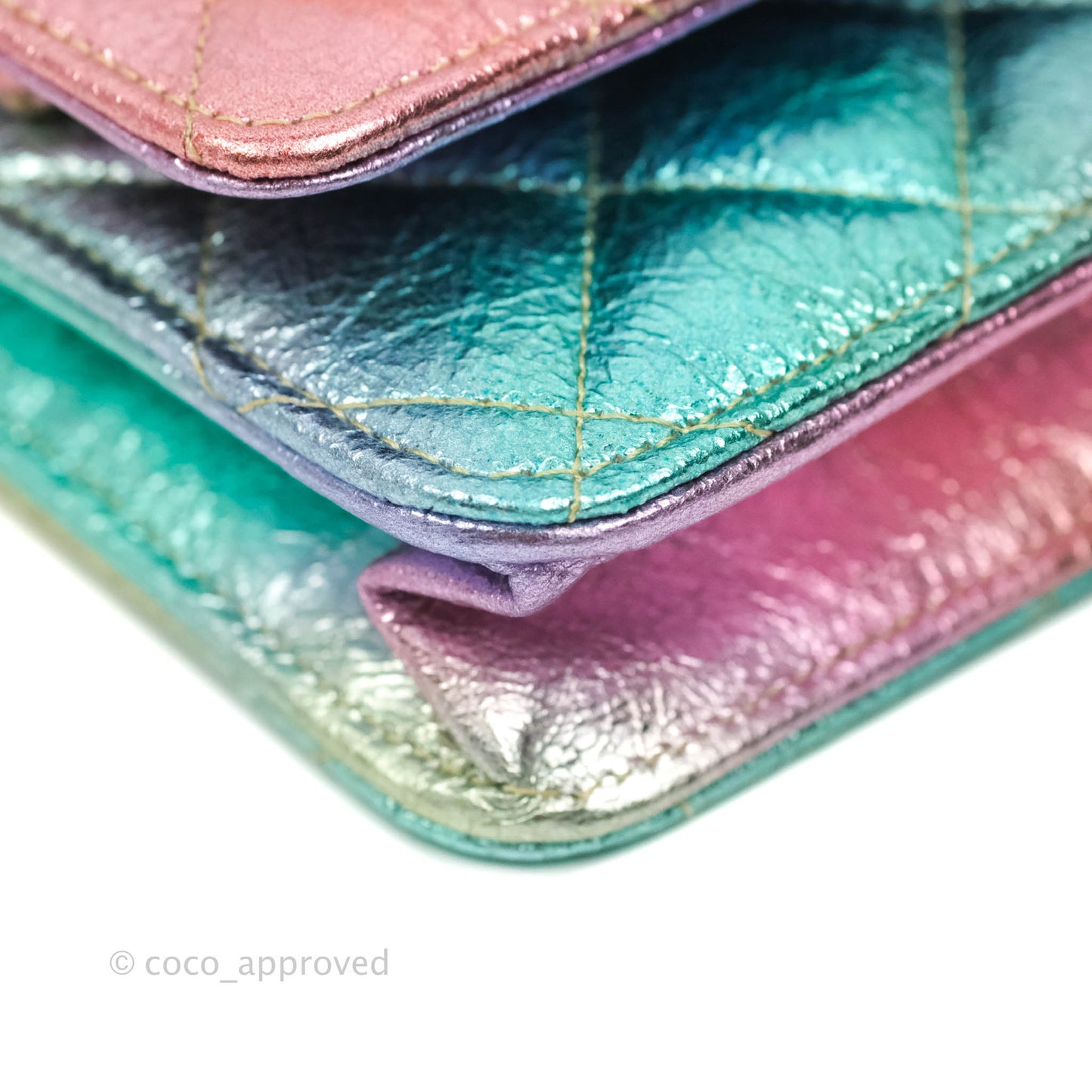 Chanel Quilted Reissue Wallet On Chain WOC Metallic Rainbow Aged Calfskin Gold Hardware