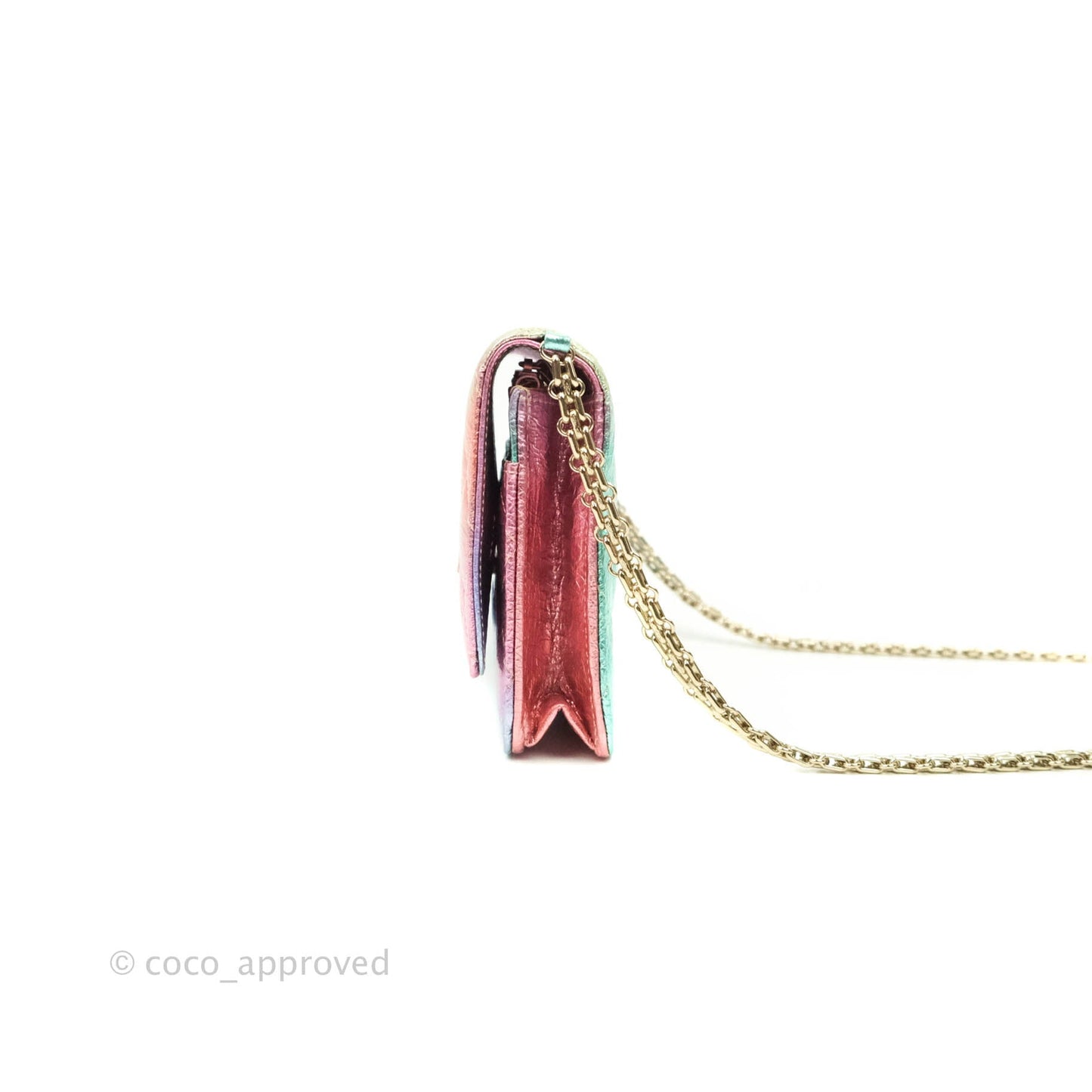 Chanel Quilted Reissue Wallet On Chain WOC Metallic Rainbow Aged Calfskin Gold Hardware