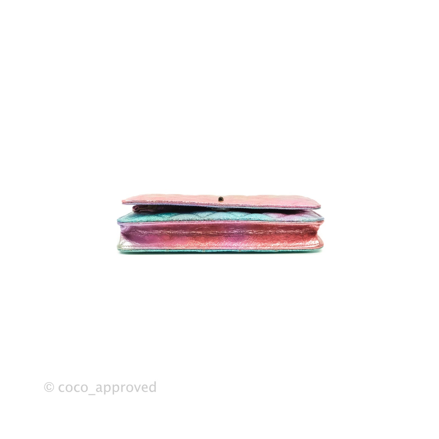 Chanel Quilted Reissue Wallet On Chain WOC Metallic Rainbow Aged Calfskin Gold Hardware