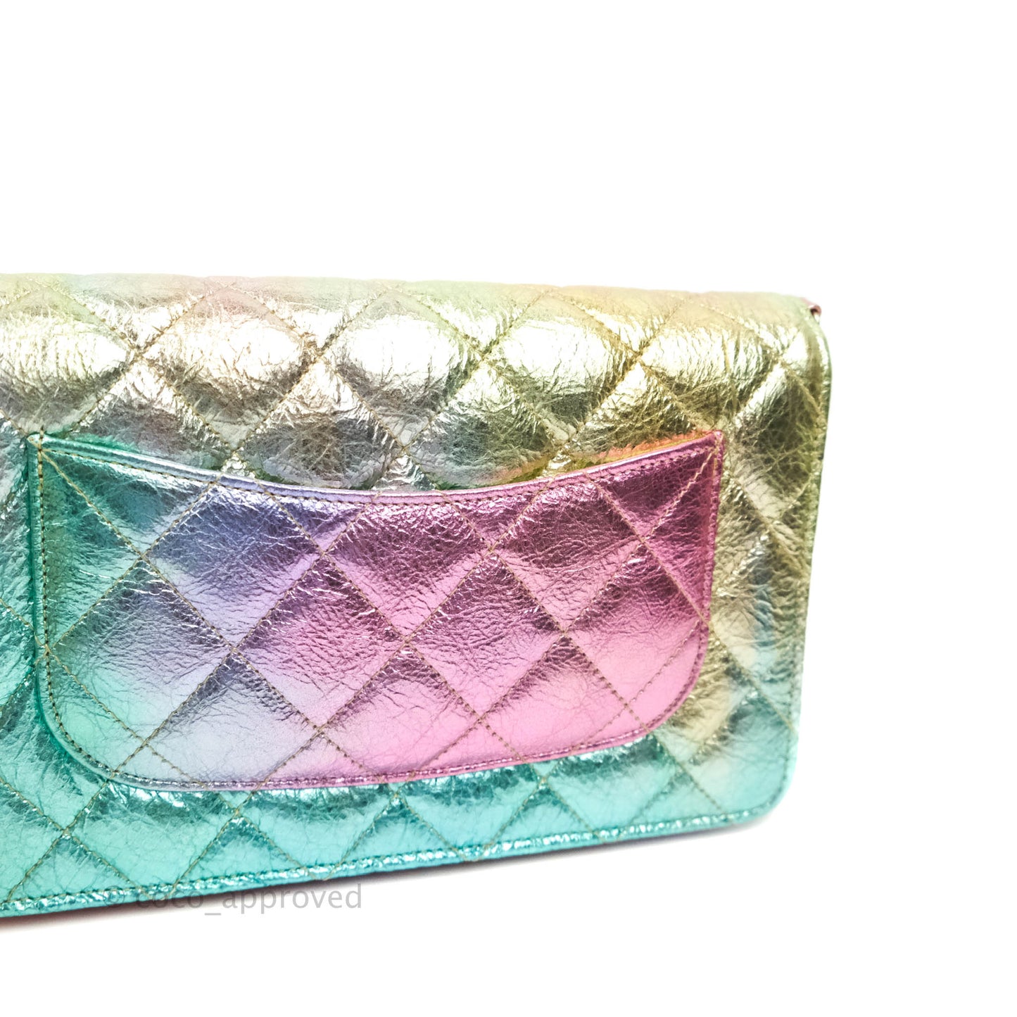 Chanel Quilted Reissue Wallet On Chain WOC Metallic Rainbow Aged Calfskin Gold Hardware