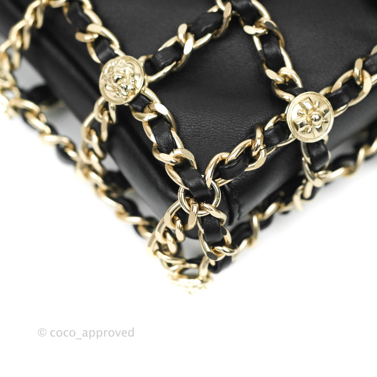 Chanel Leather Clutch with Chain Black Lambskin Light Gold Hardware