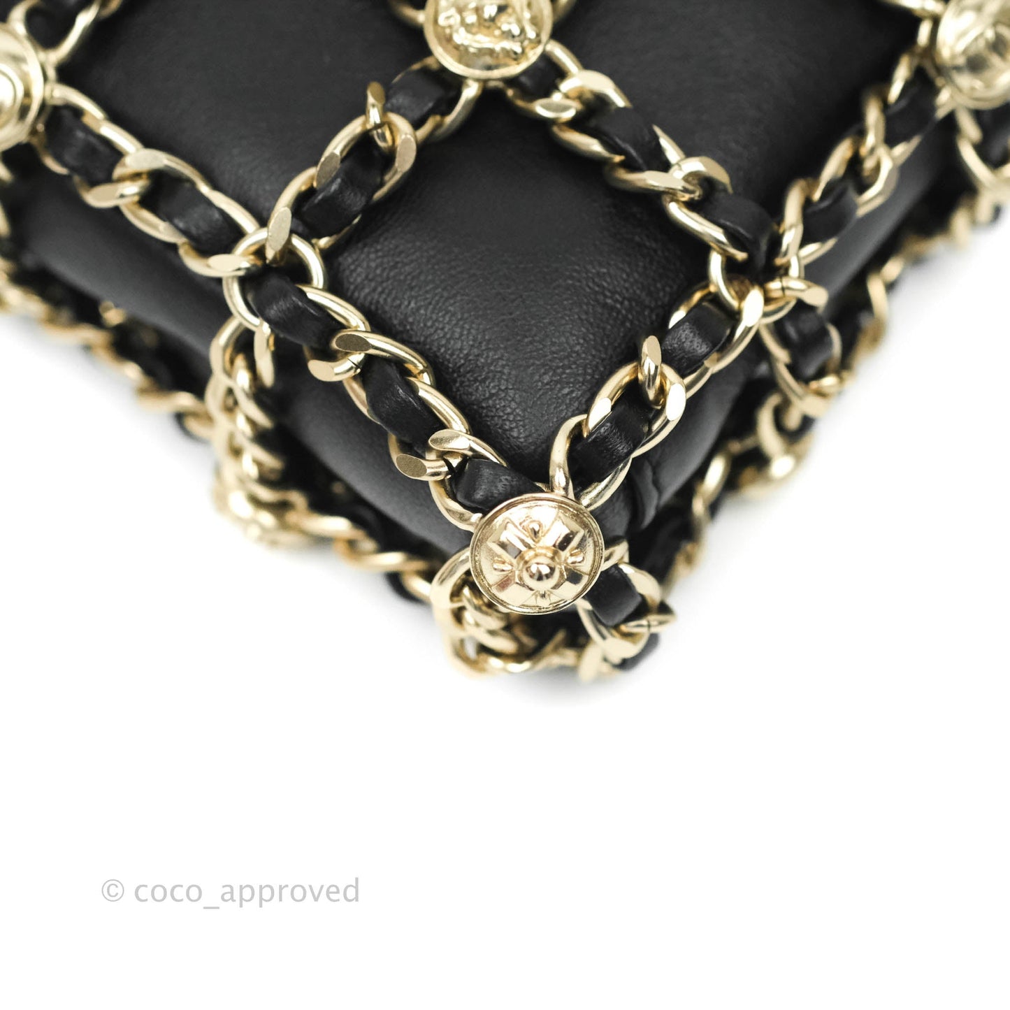 Chanel Leather Clutch with Chain Black Lambskin Light Gold Hardware