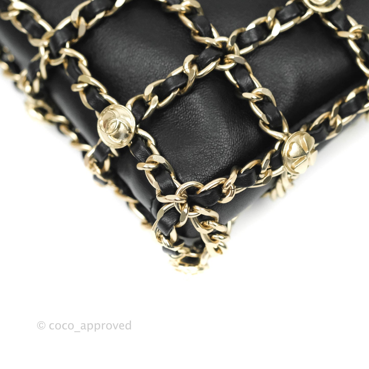 Chanel Leather Clutch with Chain Black Lambskin Light Gold Hardware