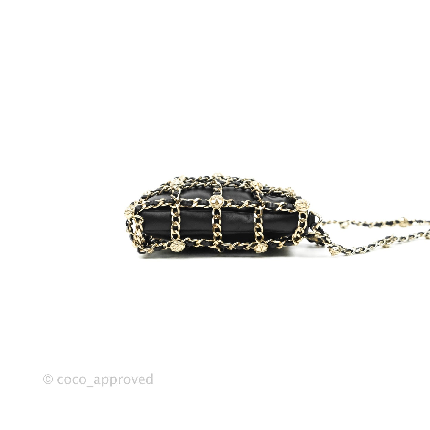 Chanel Leather Clutch with Chain Black Lambskin Light Gold Hardware