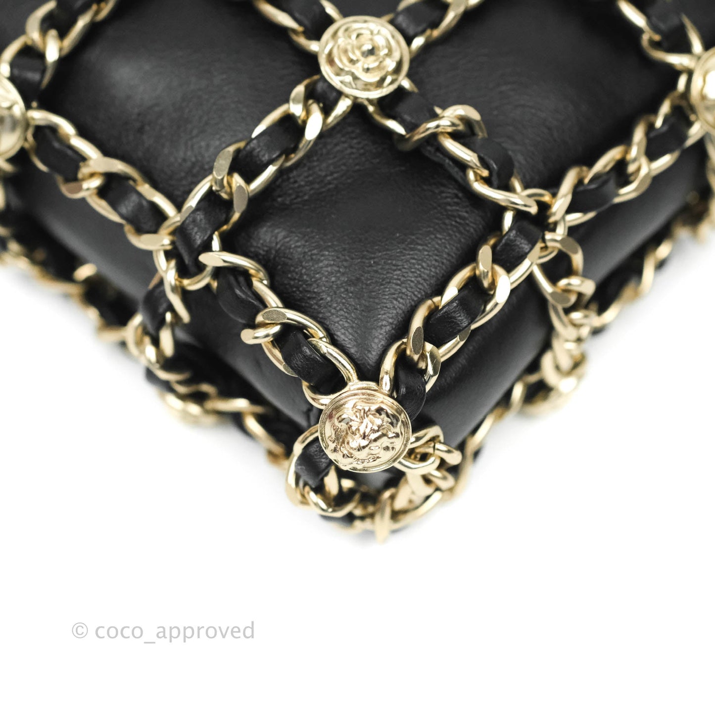 Chanel Leather Clutch with Chain Black Lambskin Light Gold Hardware