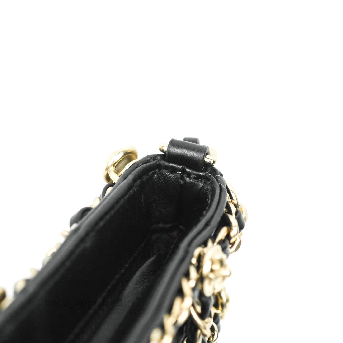 Chanel Leather Clutch with Chain Black Lambskin Light Gold Hardware