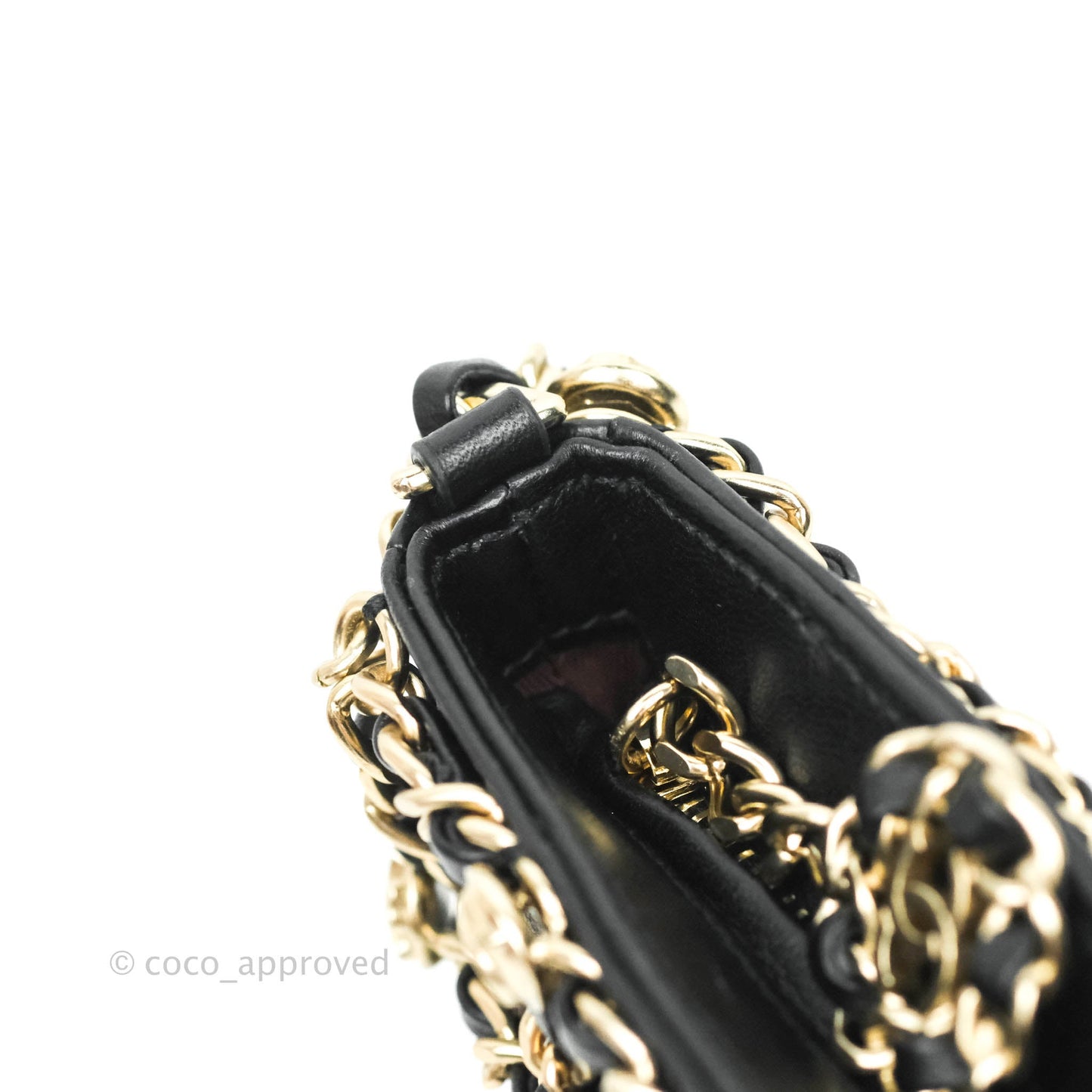 Chanel Leather Clutch with Chain Black Lambskin Light Gold Hardware