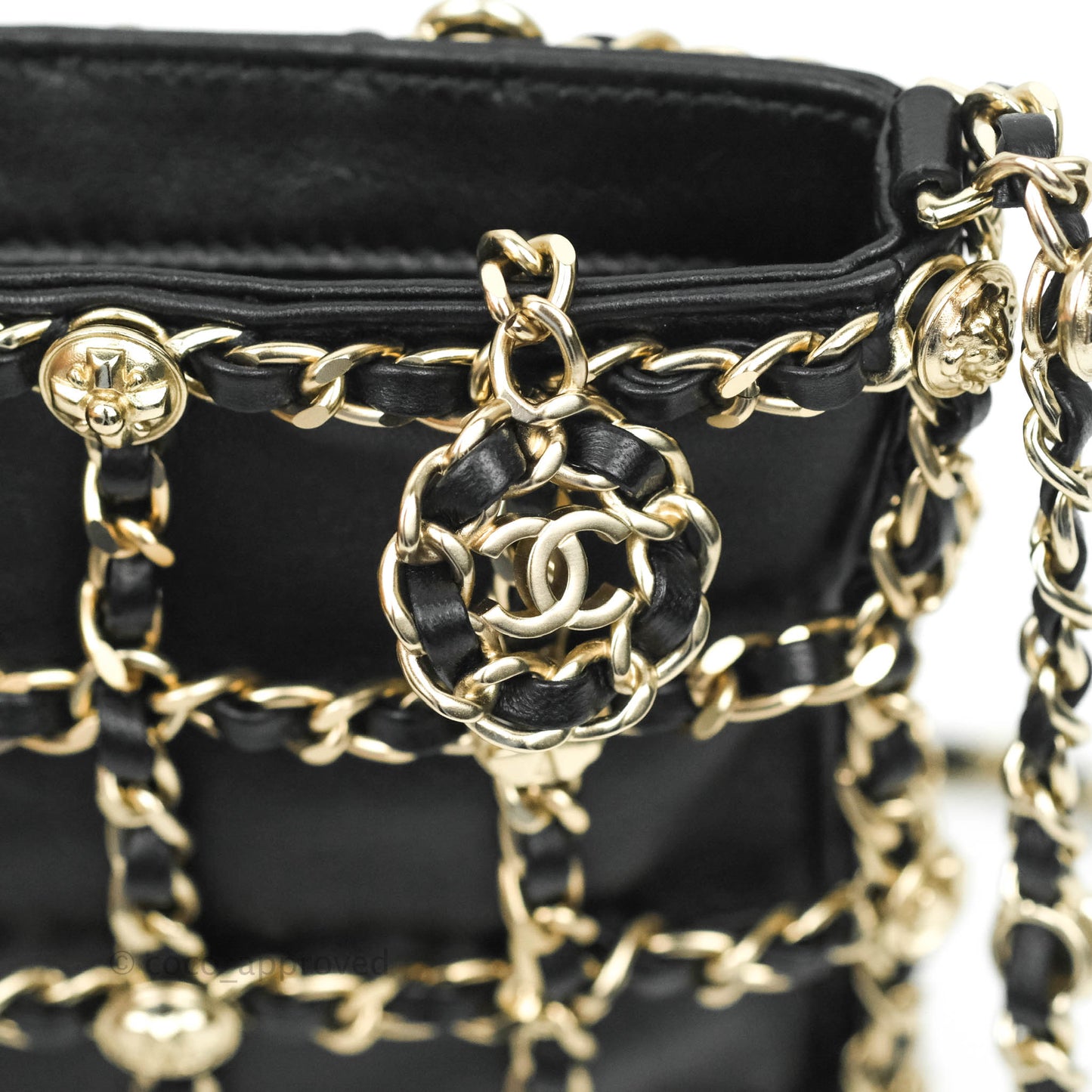 Chanel Leather Clutch with Chain Black Lambskin Light Gold Hardware