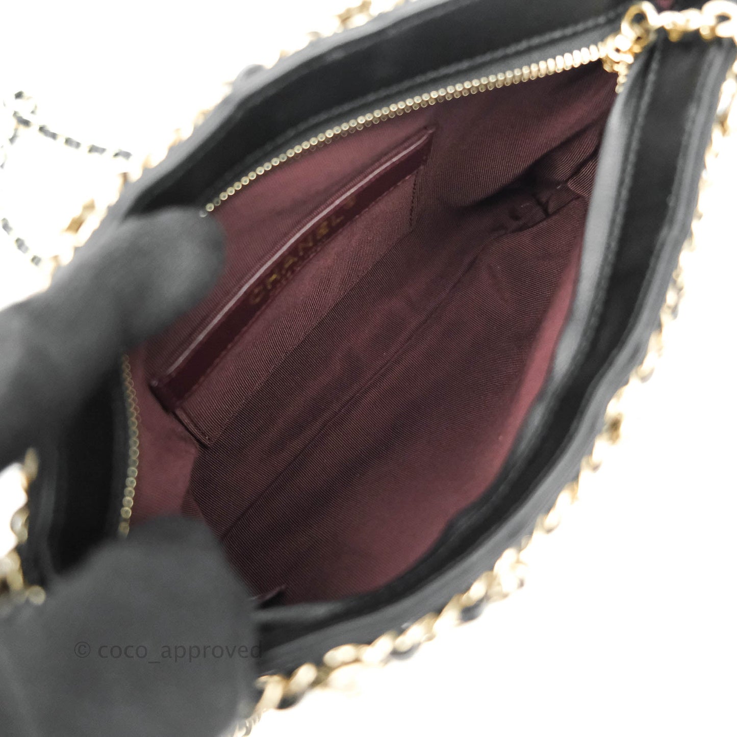 Chanel Leather Clutch with Chain Black Lambskin Light Gold Hardware
