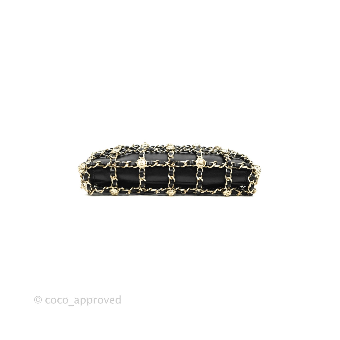 Chanel Leather Clutch with Chain Black Lambskin Light Gold Hardware