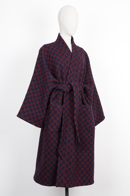 Luxury Gucci Trending 2025 Bathrobe Coat Wool GG Logo Blue  Red