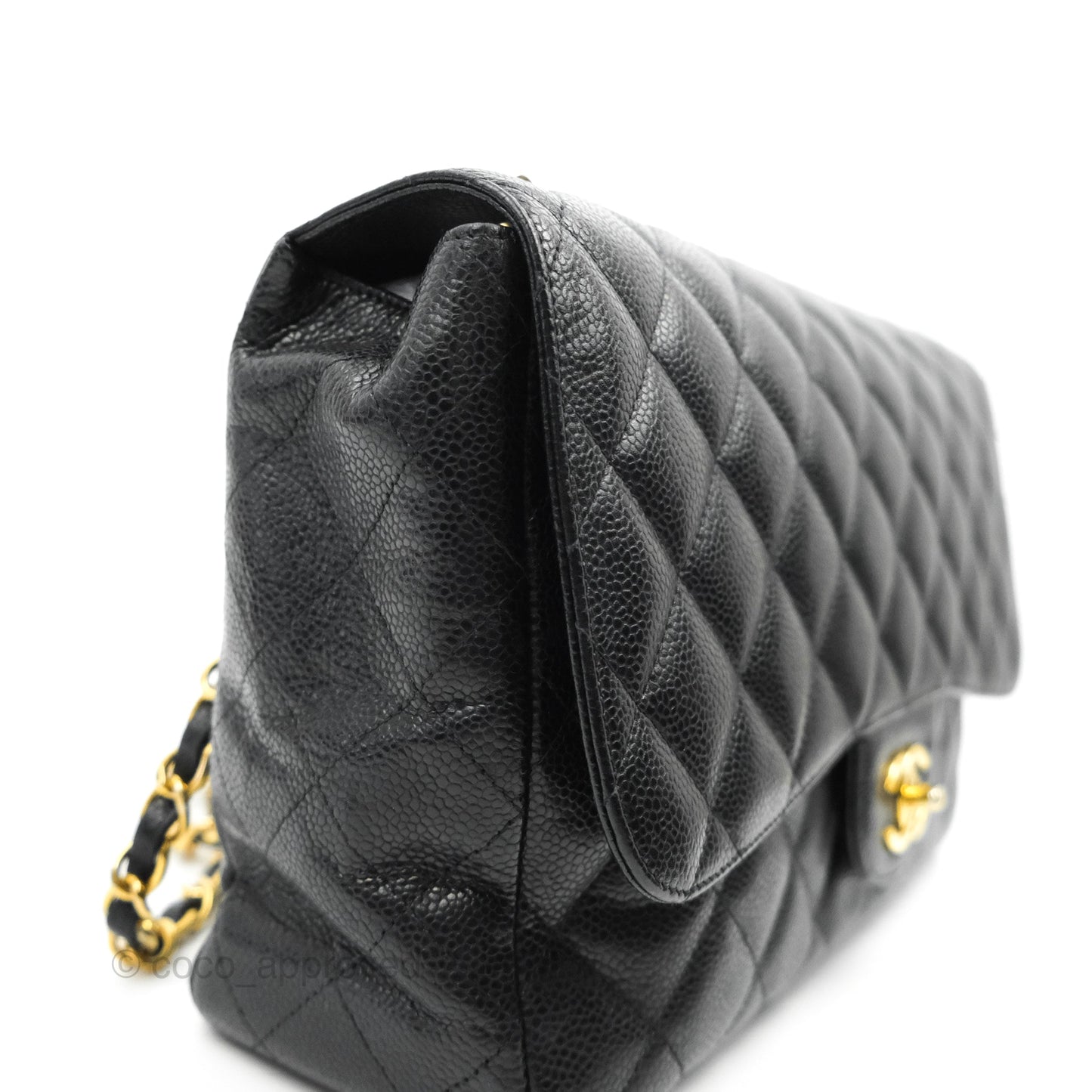 Chanel Jumbo Single Flap Black Caviar Gold Hardware