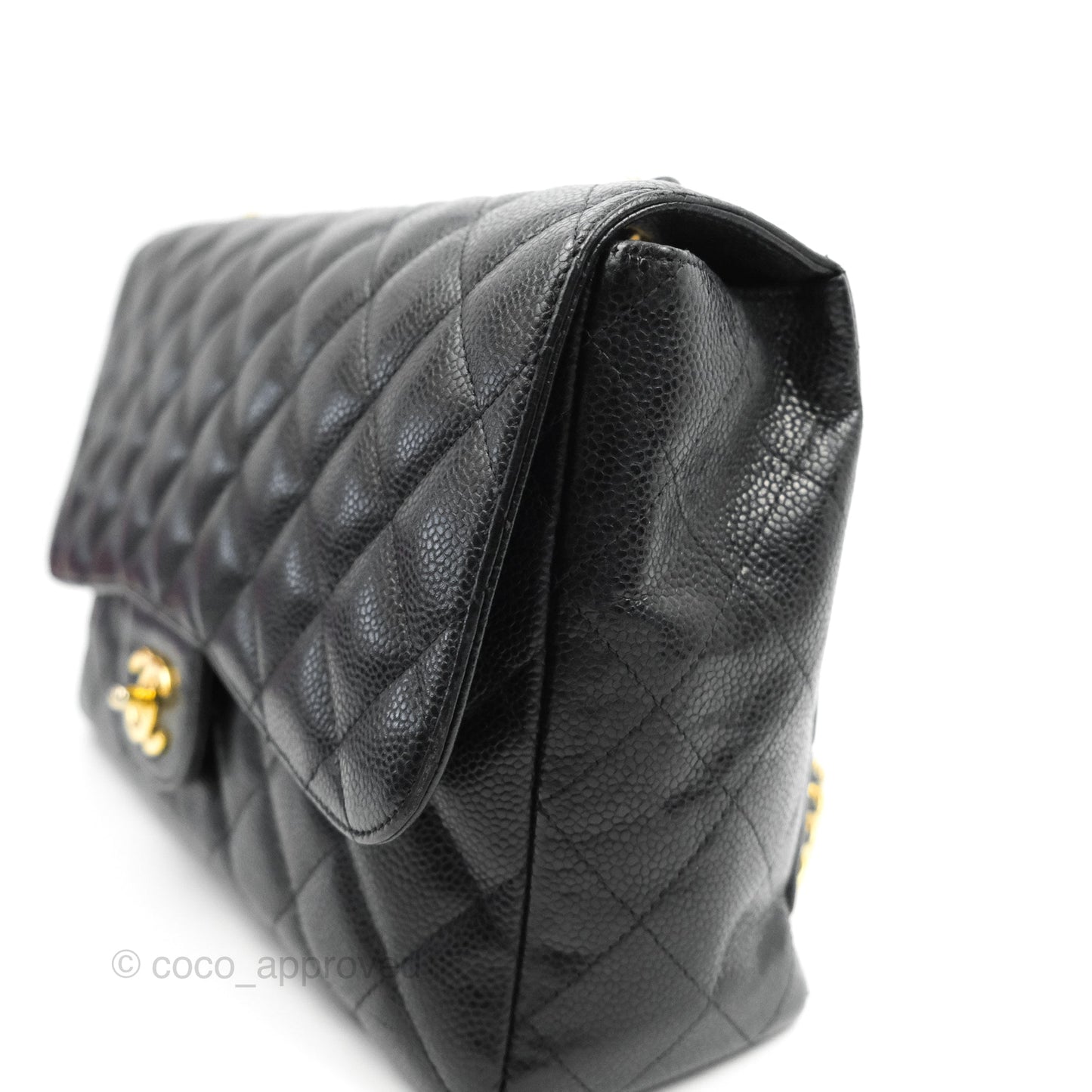 Chanel Jumbo Single Flap Black Caviar Gold Hardware