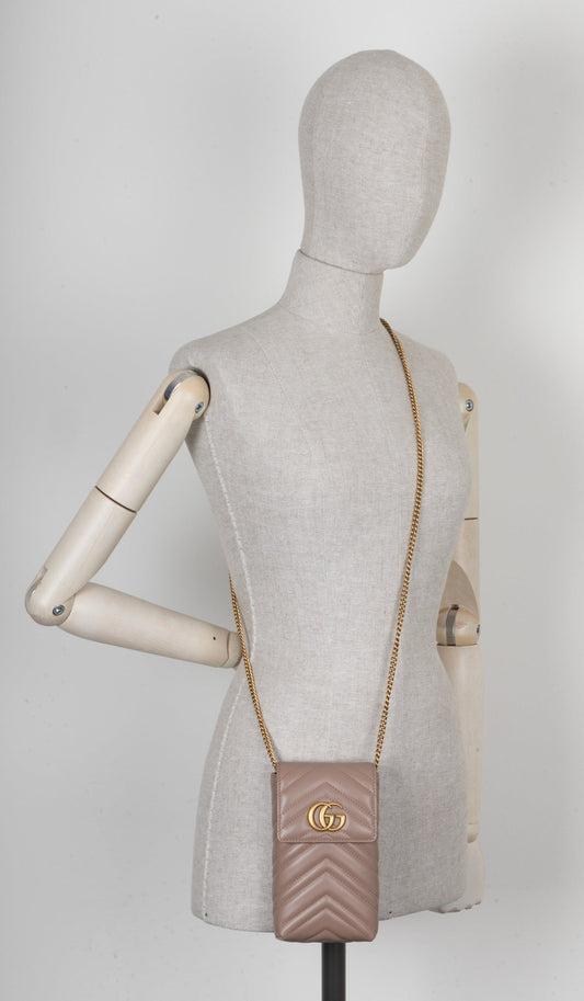 Luxury Gucci Trending 2025 Mini Marmont Quilted Crossbody Bag Nude