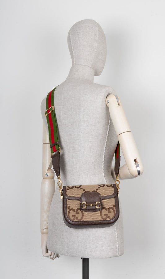 Luxury Gucci Trending 2025 1955 Horsebit Giant GG Crossbody Bag Canvas