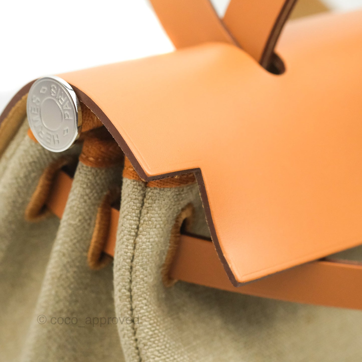 Hermès Herbag Retourne Zip 31 Toile de Camp Twin Vache Hunter Ficelle/Nature Palladium Hardware