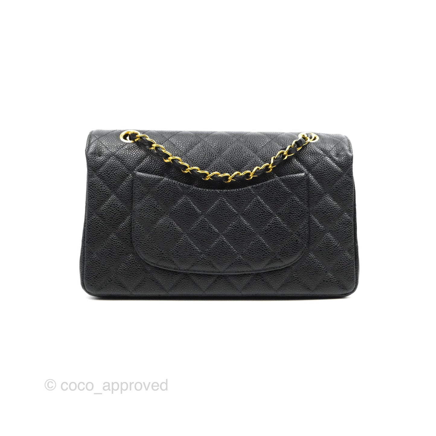 Chanel Vintage Classic M/L Medium Double Flap Black Caviar 24K Gold Hardware