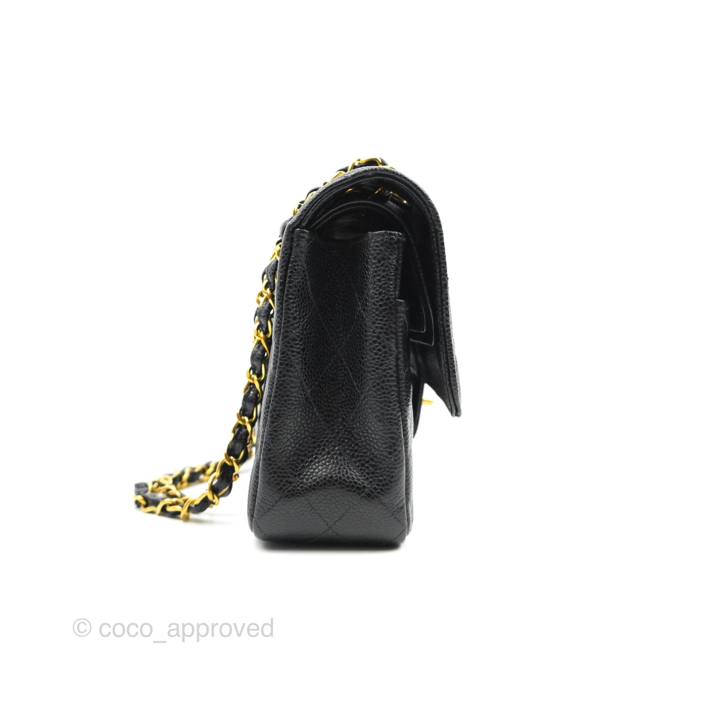 Chanel Vintage Classic M/L Medium Double Flap Black Caviar 24K Gold Hardware