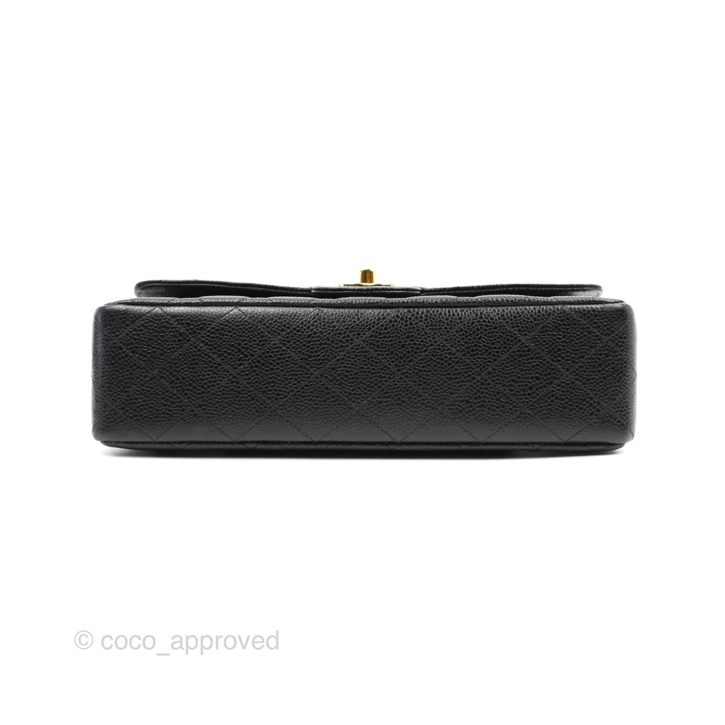 Chanel Vintage Classic M/L Medium Double Flap Black Caviar 24K Gold Hardware