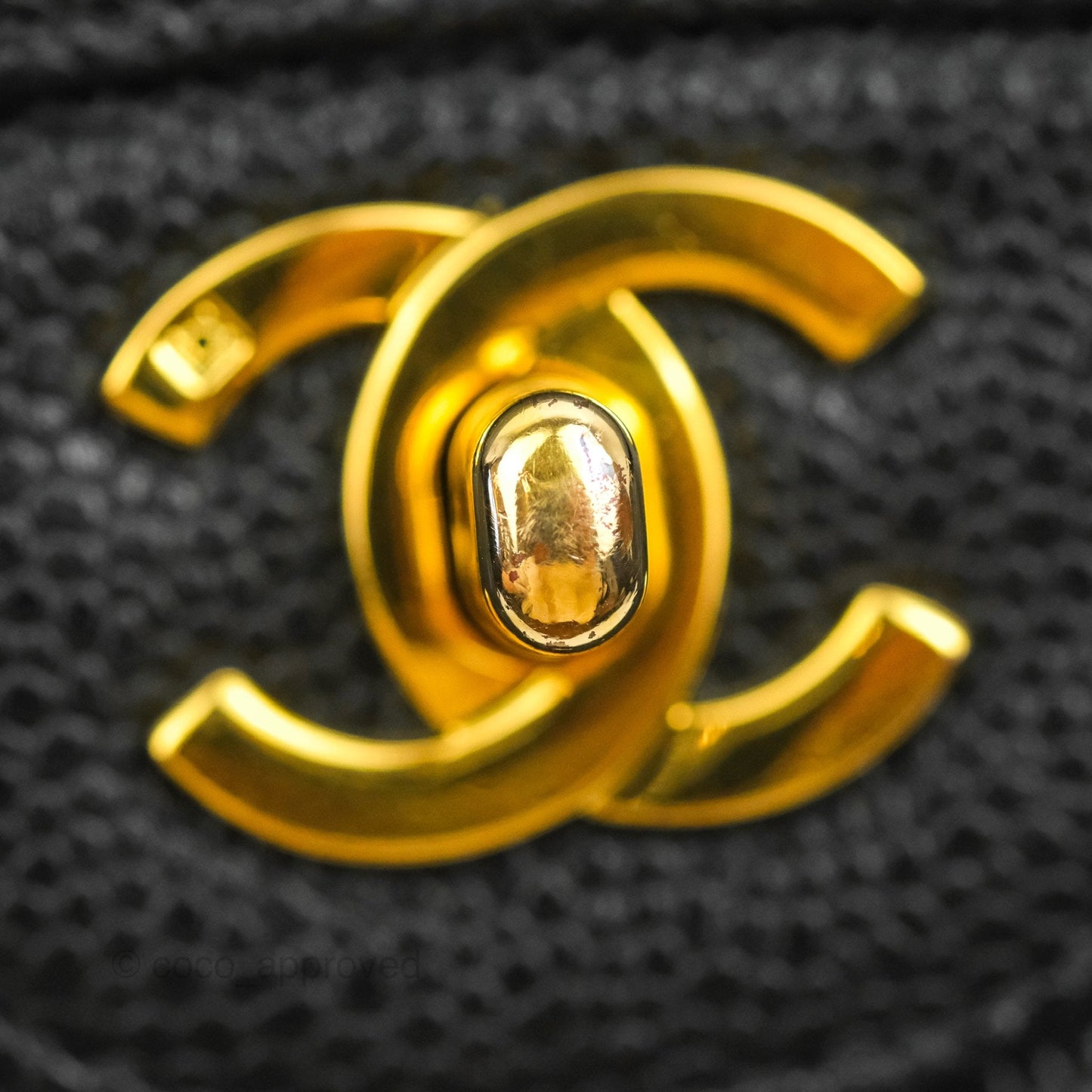 Chanel Vintage Classic M/L Medium Double Flap Black Caviar 24K Gold Hardware