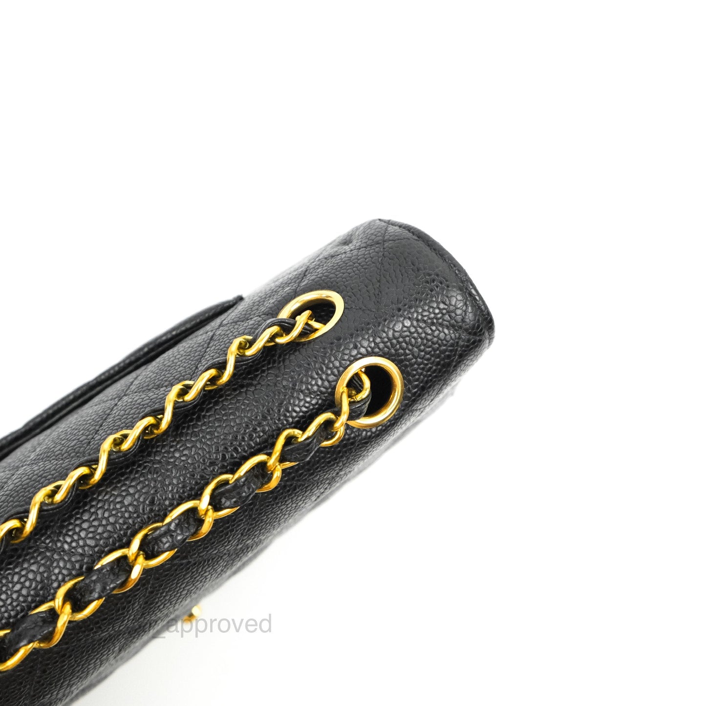 Chanel Vintage Classic M/L Medium Double Flap Black Caviar 24K Gold Hardware