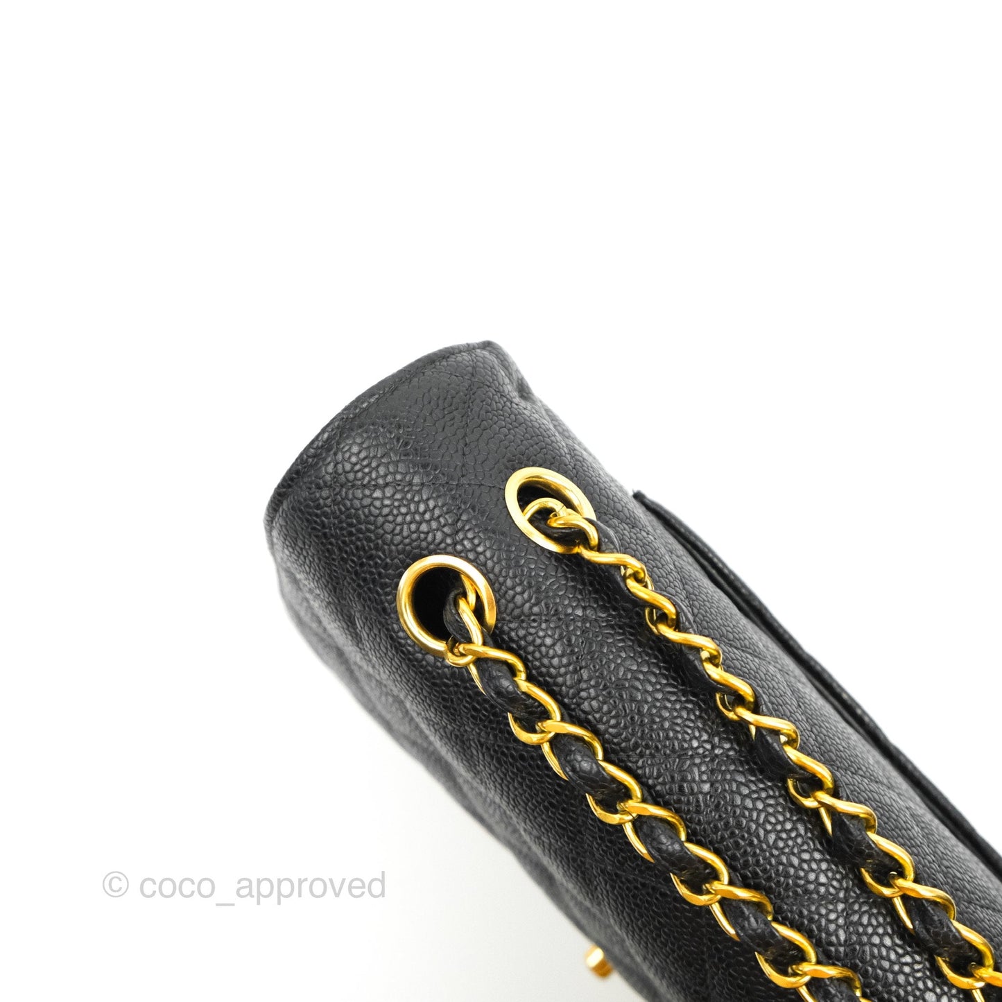 Chanel Vintage Classic M/L Medium Double Flap Black Caviar 24K Gold Hardware