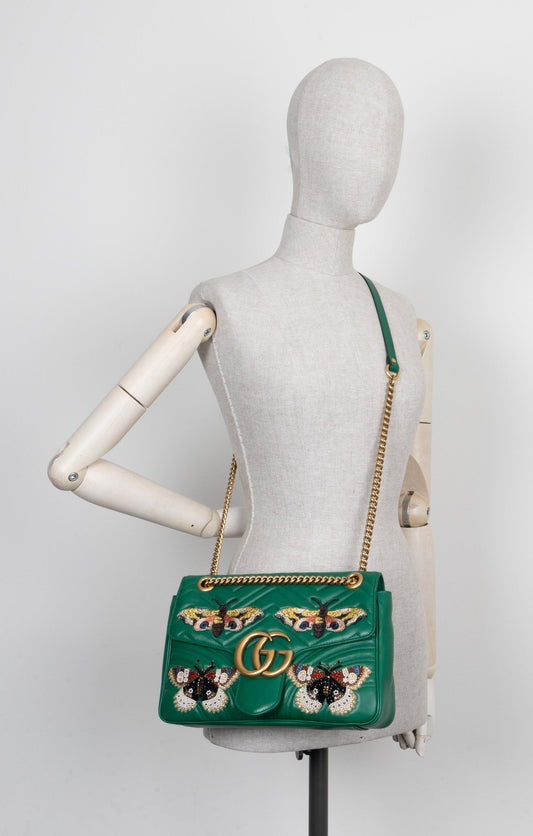 Luxury Gucci Trending 2025 Butterfly Marmont Bag Leather Green