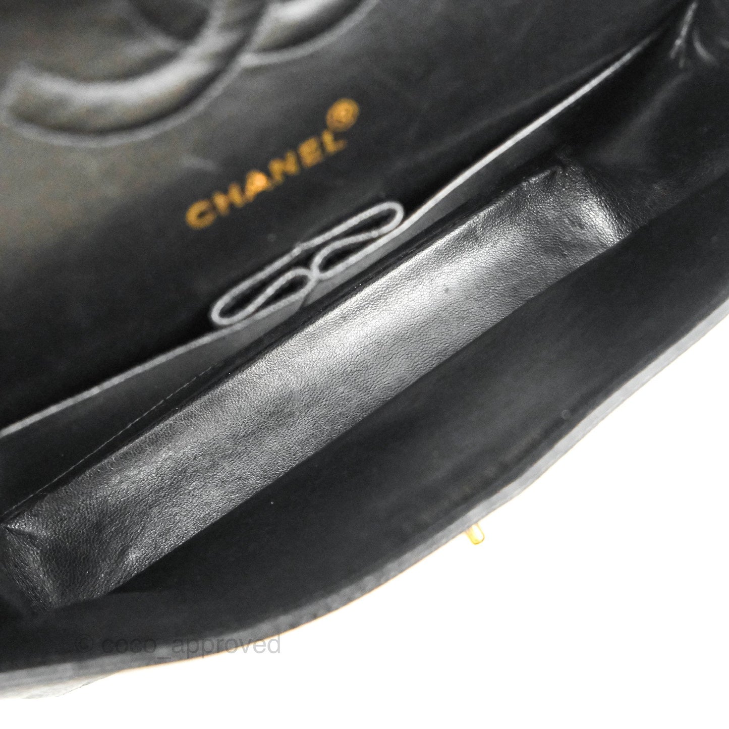 Chanel Vintage Classic M/L Medium Double Flap Black Caviar 24K Gold Hardware