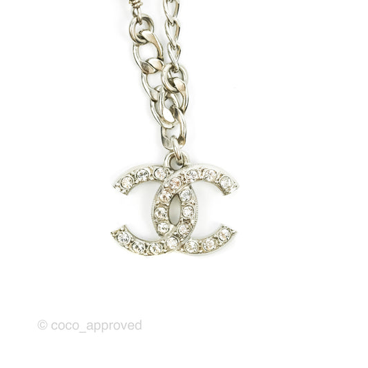 Chanel CC Pearl Crystal Bracelet Silver Hardware 21A