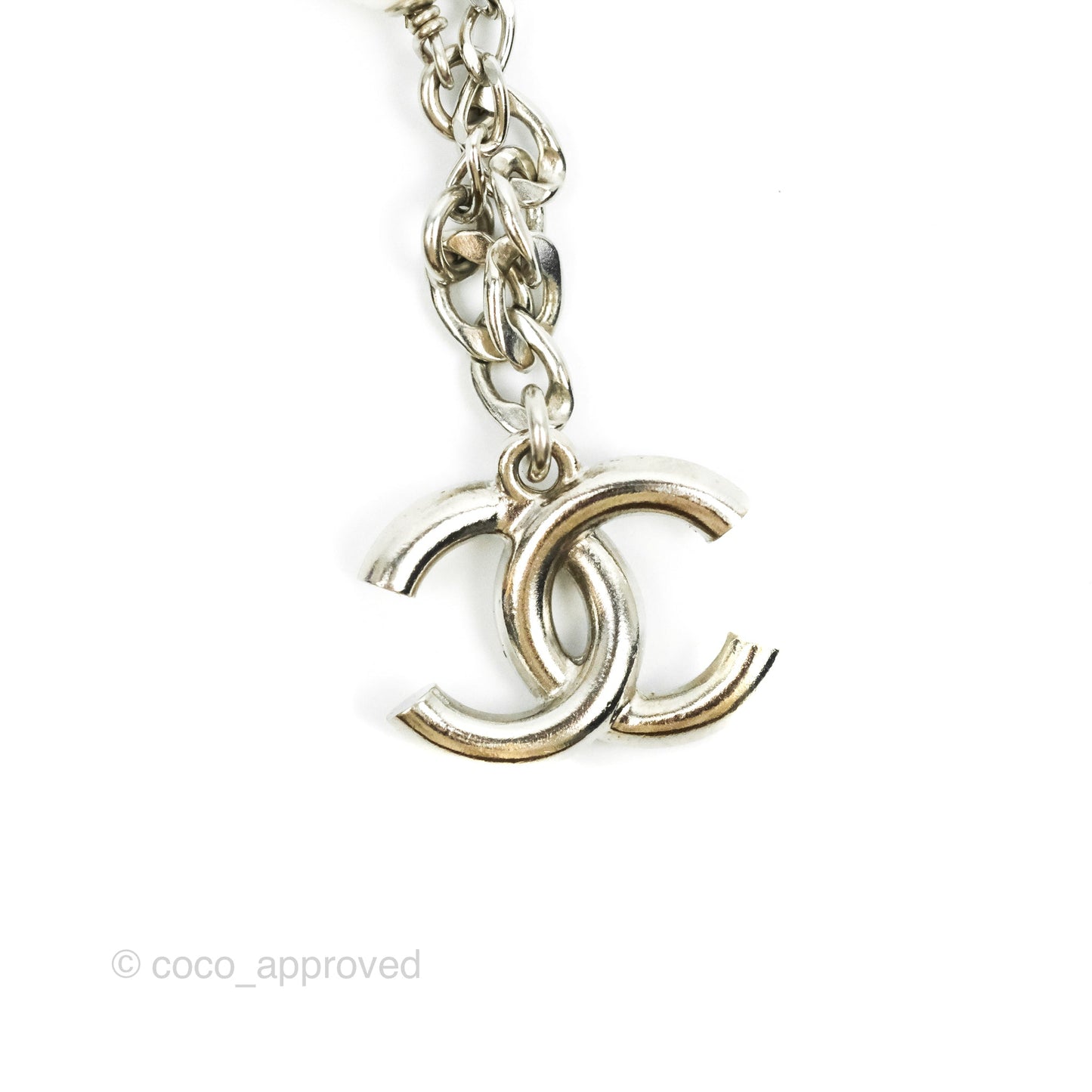 Chanel CC Pearl Crystal Bracelet Silver Hardware 21A