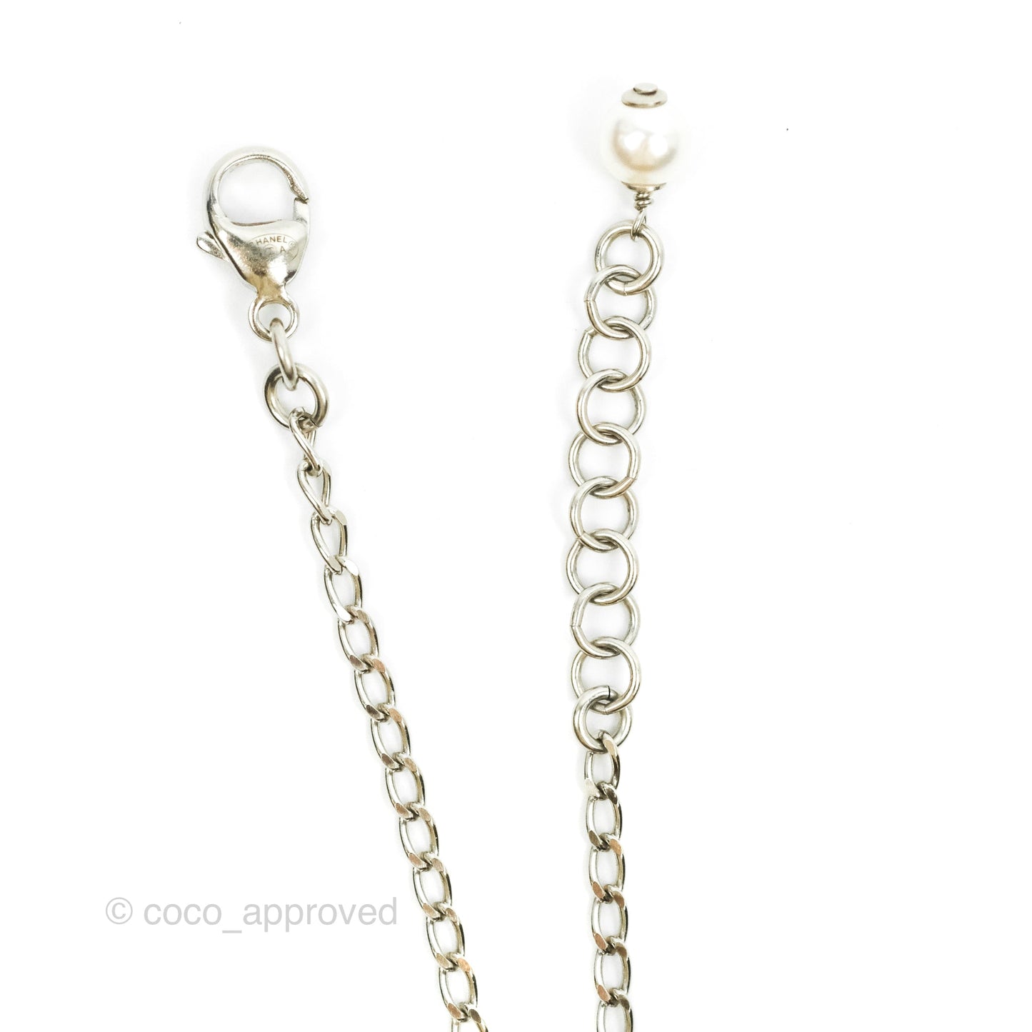 Chanel CC Pearl Crystal Bracelet Silver Hardware 21A