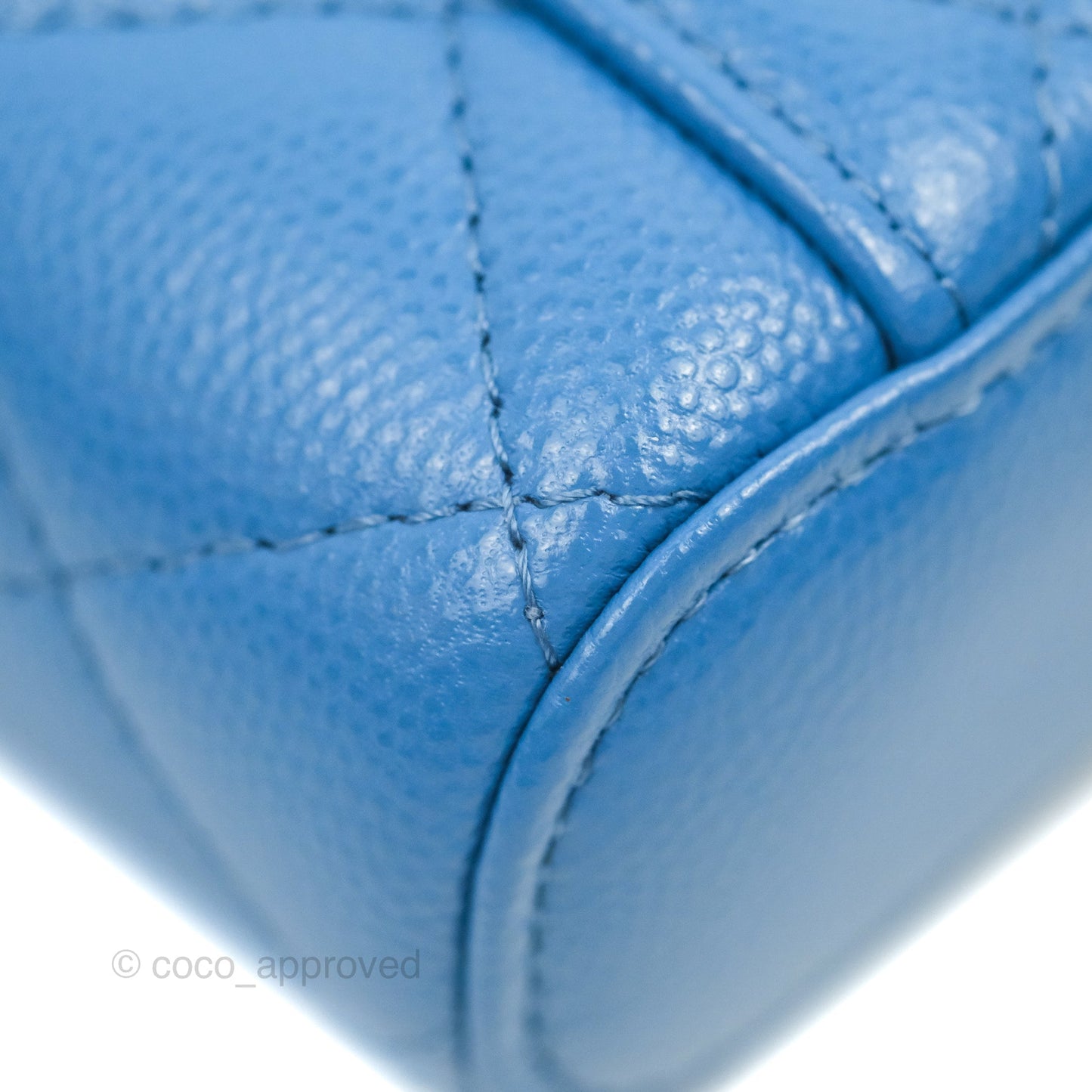 Chanel Quilted Vanity Phone Holder With Chain Blue Caviar Gold Hardware