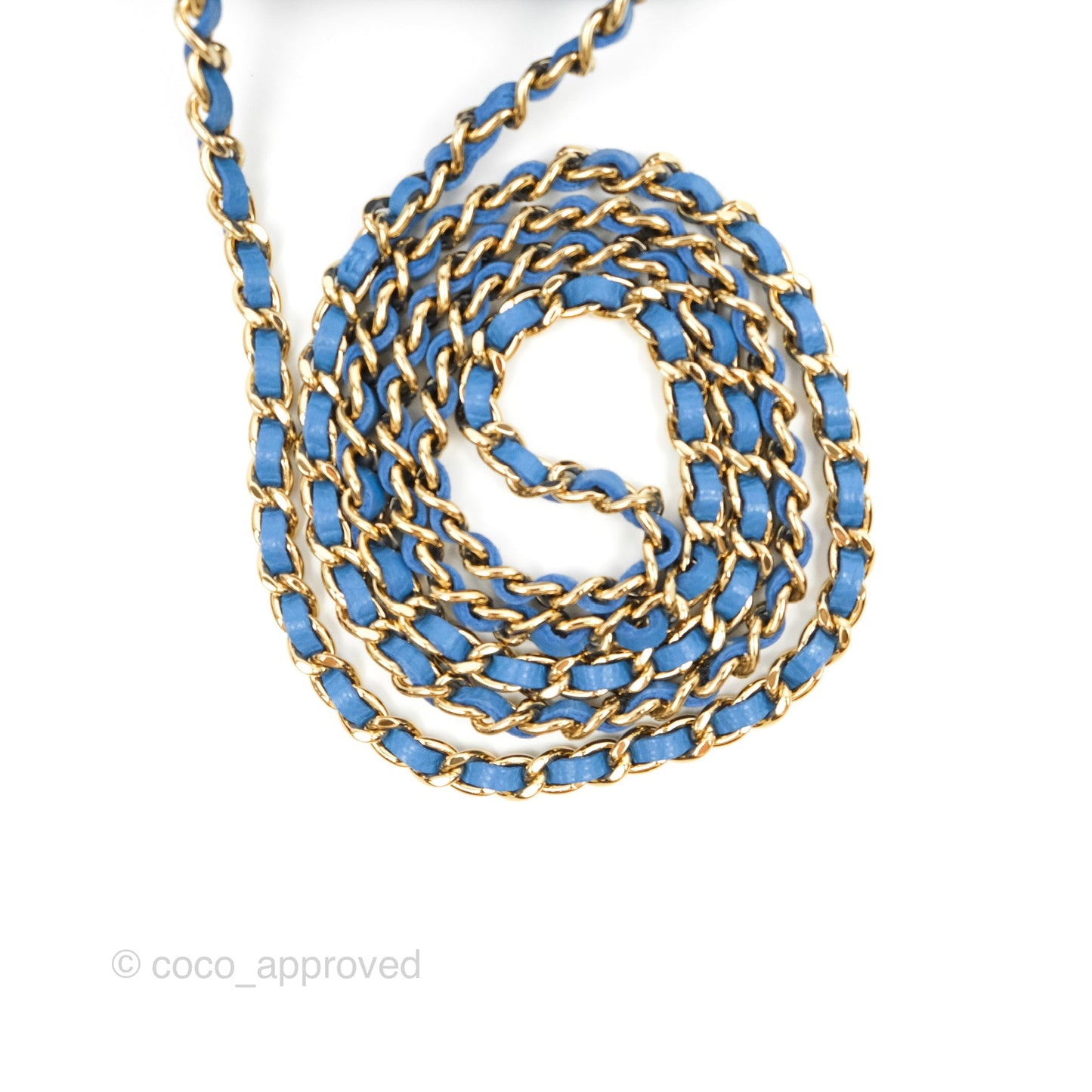 Chanel Quilted Vanity Phone Holder With Chain Blue Caviar Gold Hardware