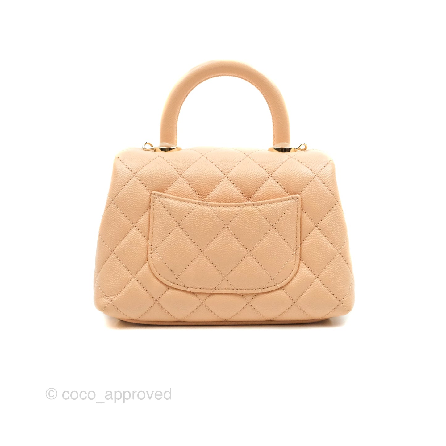 Chanel Mini Coco Handle Quilted Light Beige Pink Caviar Gold Hardware