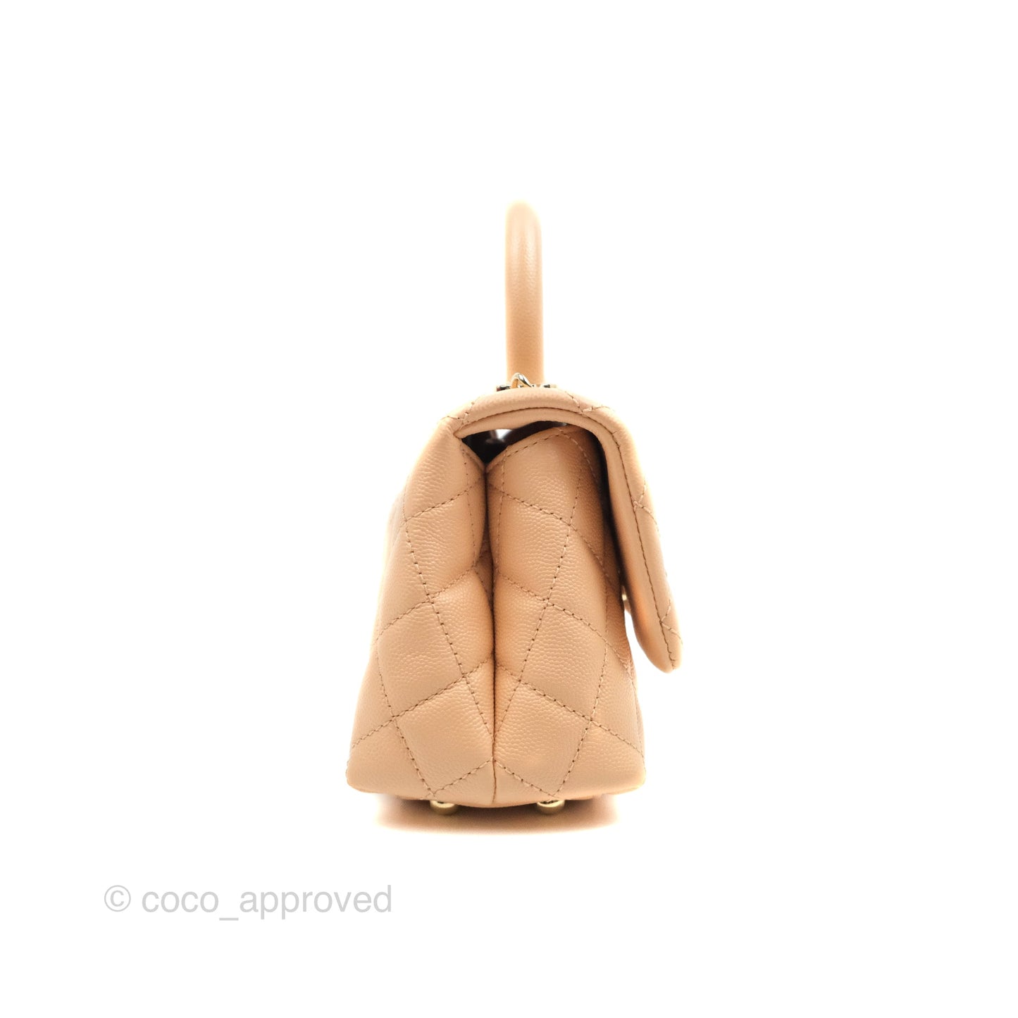 Chanel Mini Coco Handle Quilted Light Beige Pink Caviar Gold Hardware