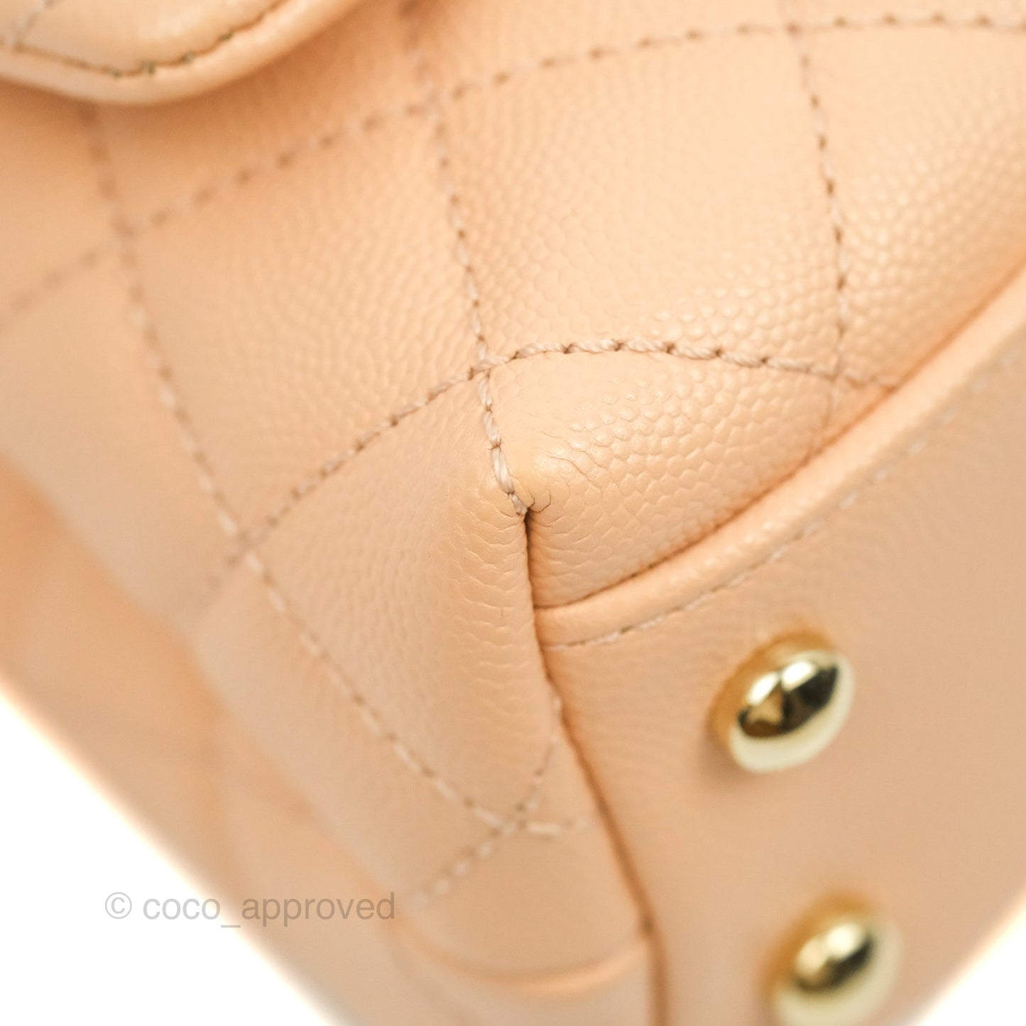 Chanel Mini Coco Handle Quilted Light Beige Pink Caviar Gold Hardware
