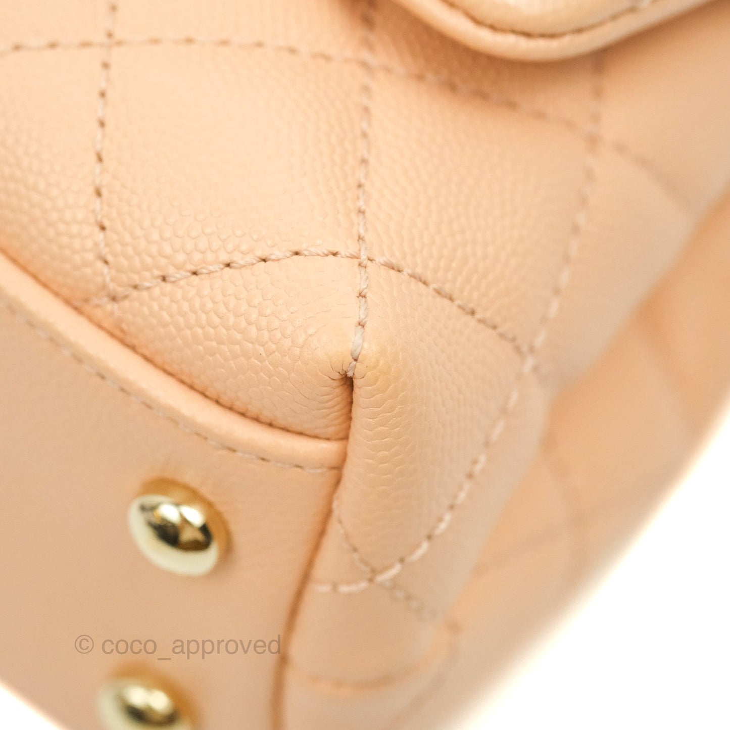 Chanel Mini Coco Handle Quilted Light Beige Pink Caviar Gold Hardware