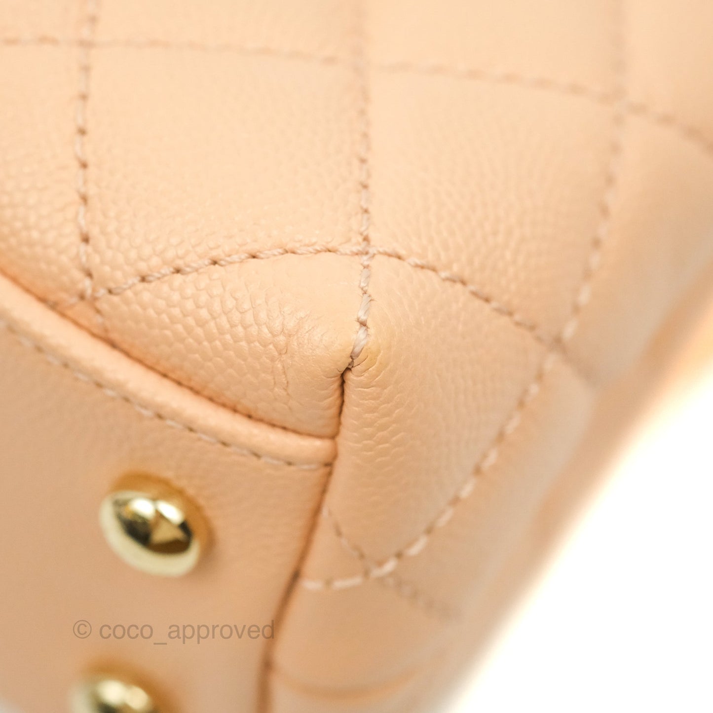Chanel Mini Coco Handle Quilted Light Beige Pink Caviar Gold Hardware