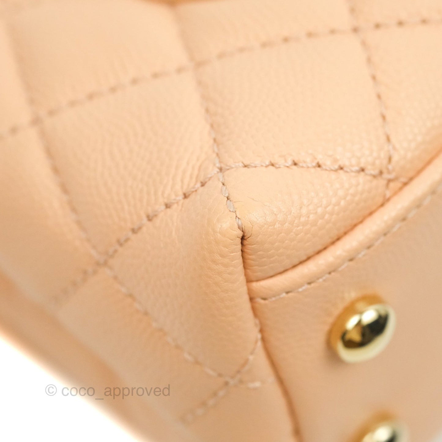 Chanel Mini Coco Handle Quilted Light Beige Pink Caviar Gold Hardware