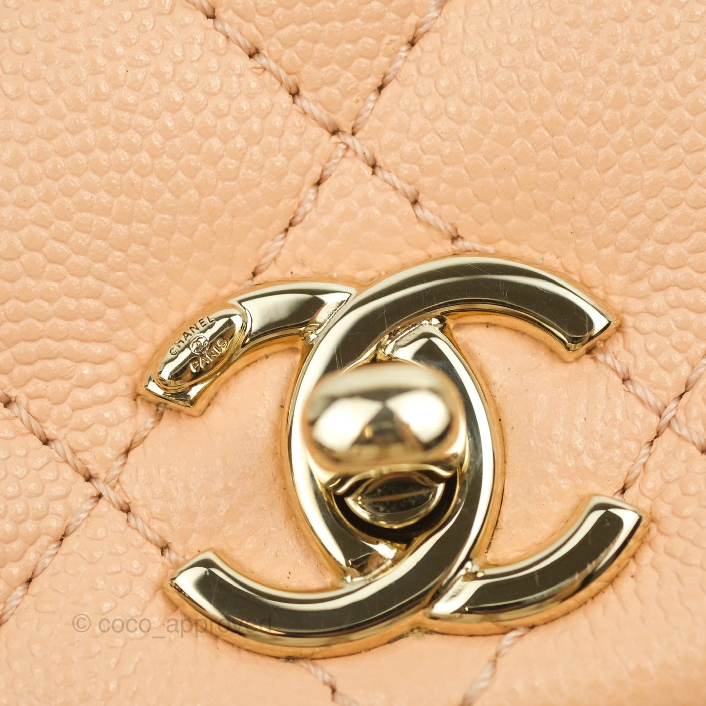 Chanel Mini Coco Handle Quilted Light Beige Pink Caviar Gold Hardware