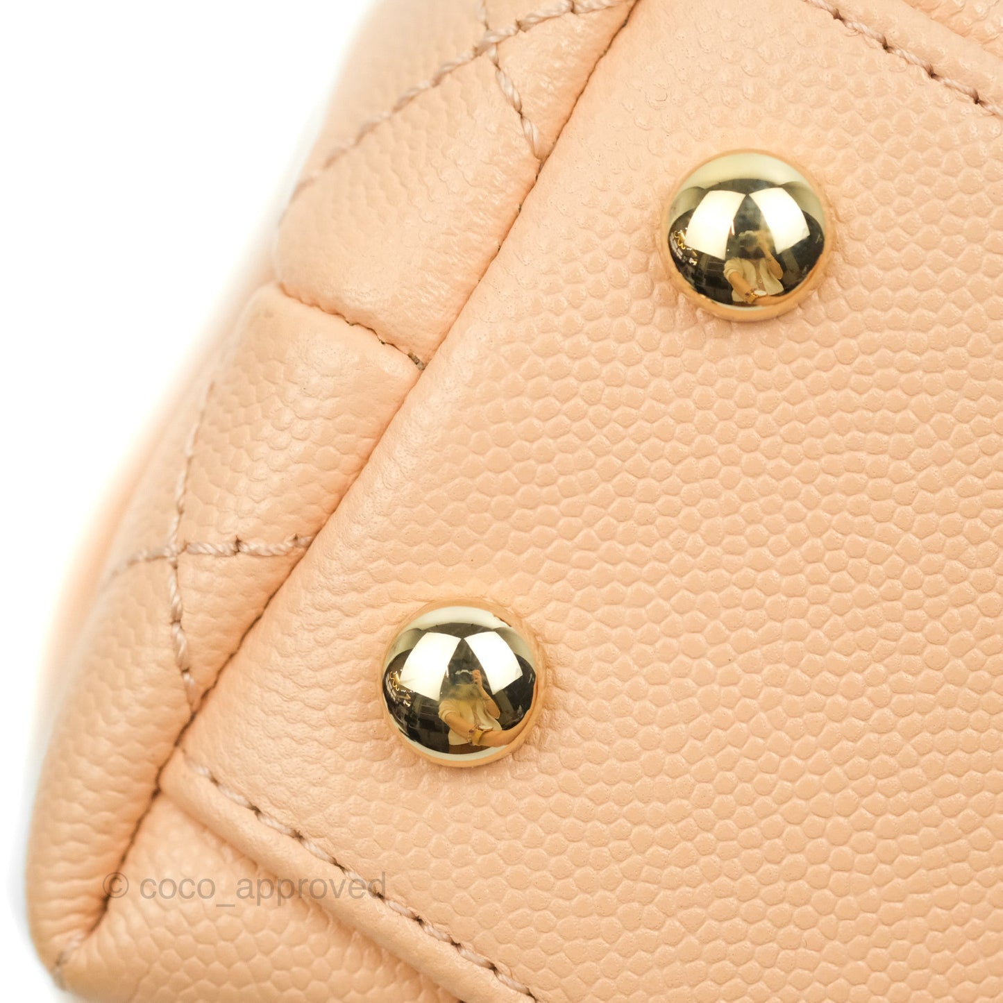 Chanel Mini Coco Handle Quilted Light Beige Pink Caviar Gold Hardware