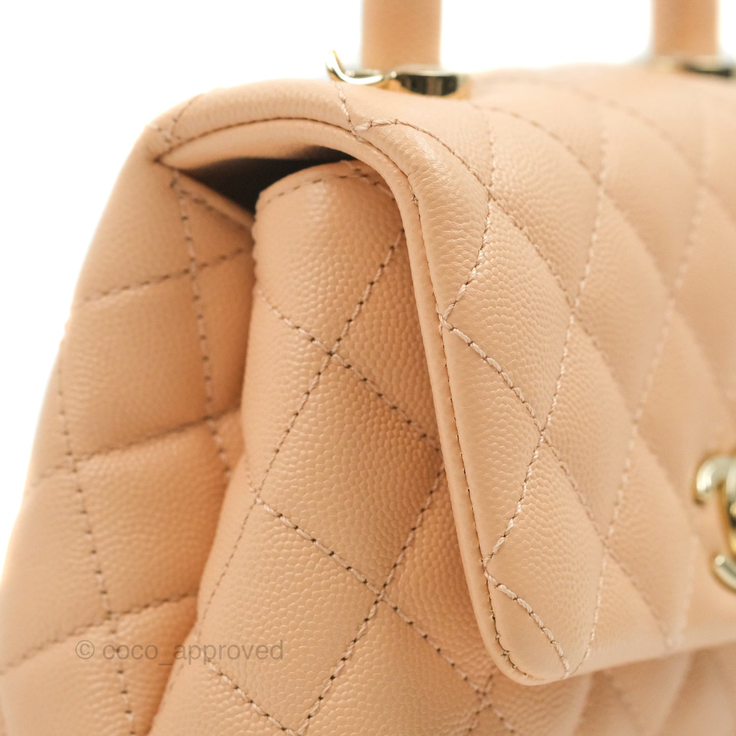 Chanel Mini Coco Handle Quilted Light Beige Pink Caviar Gold Hardware