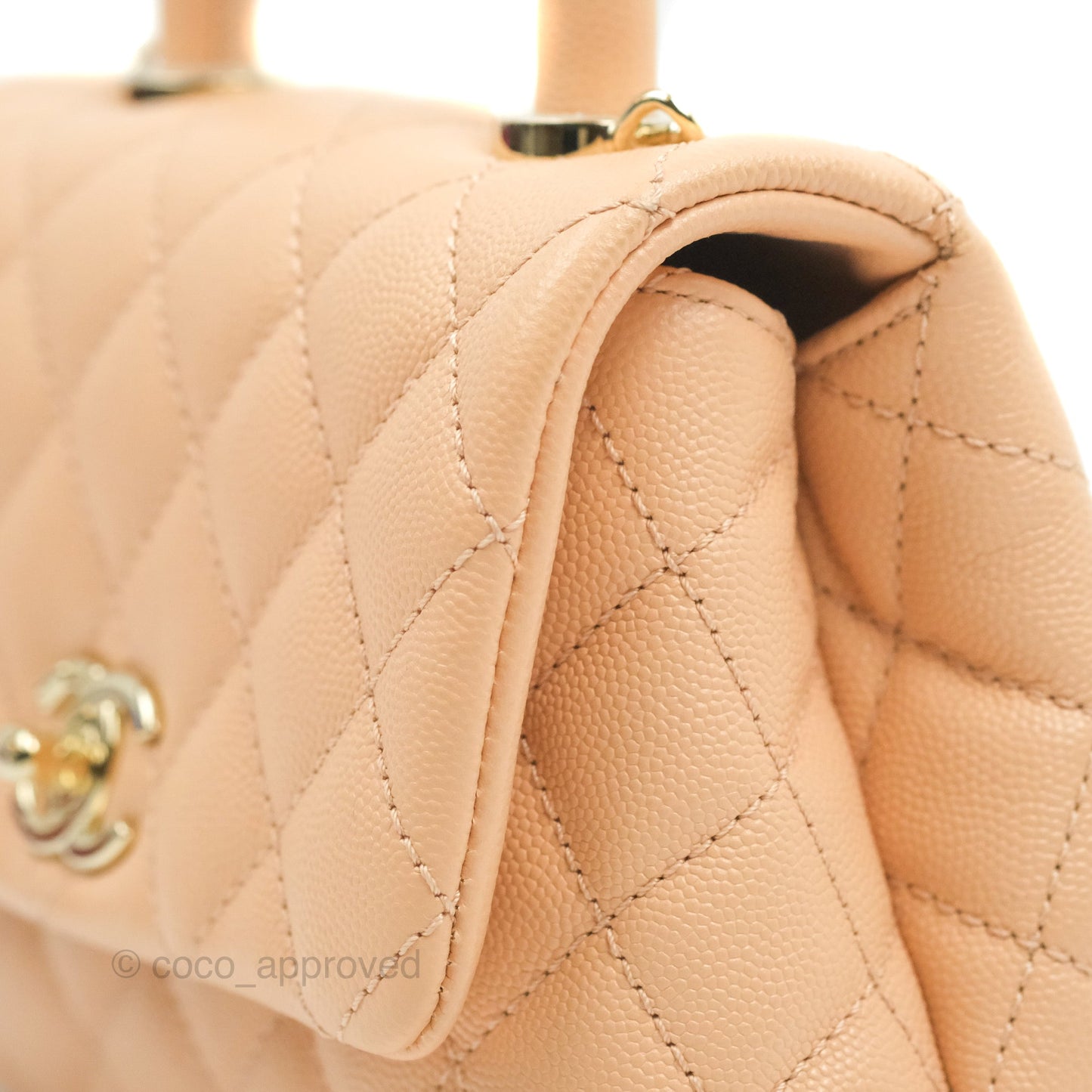 Chanel Mini Coco Handle Quilted Light Beige Pink Caviar Gold Hardware