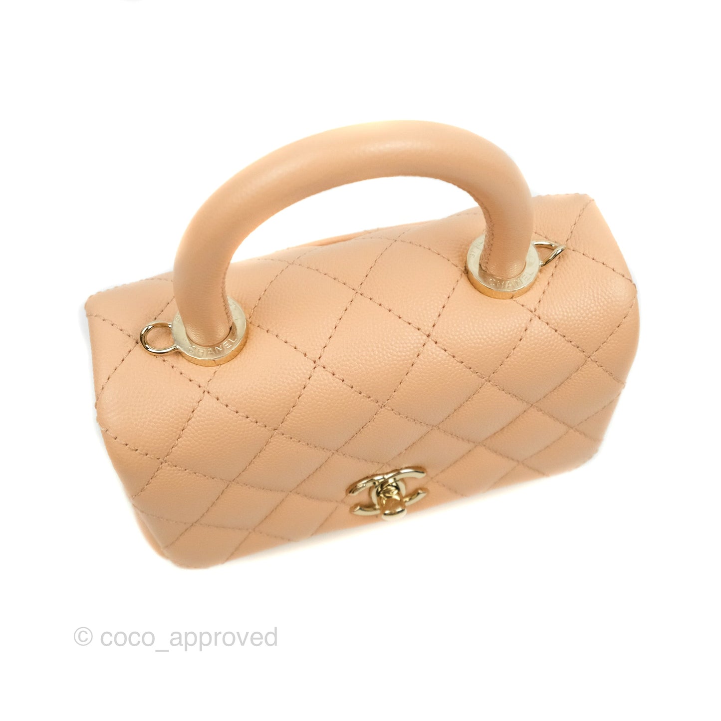 Chanel Mini Coco Handle Quilted Light Beige Pink Caviar Gold Hardware