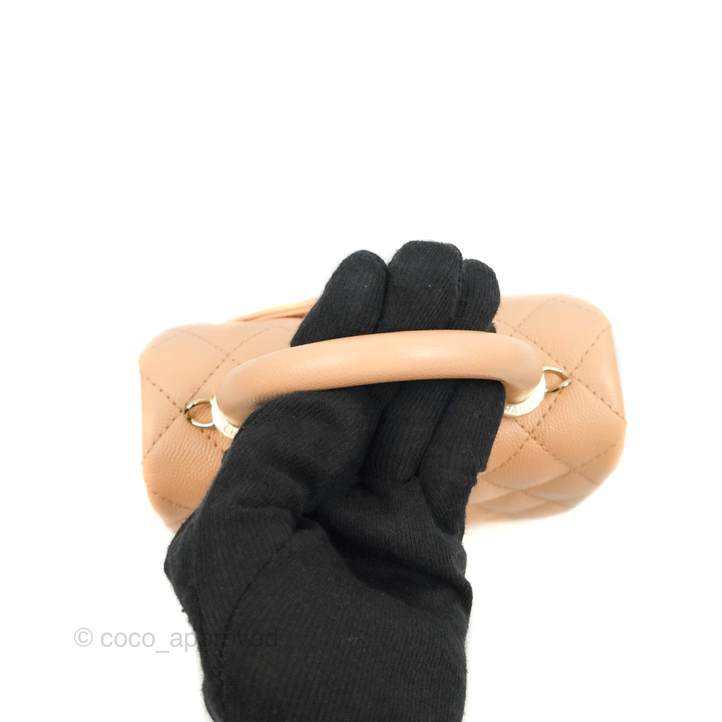 Chanel Mini Coco Handle Quilted Light Beige Pink Caviar Gold Hardware
