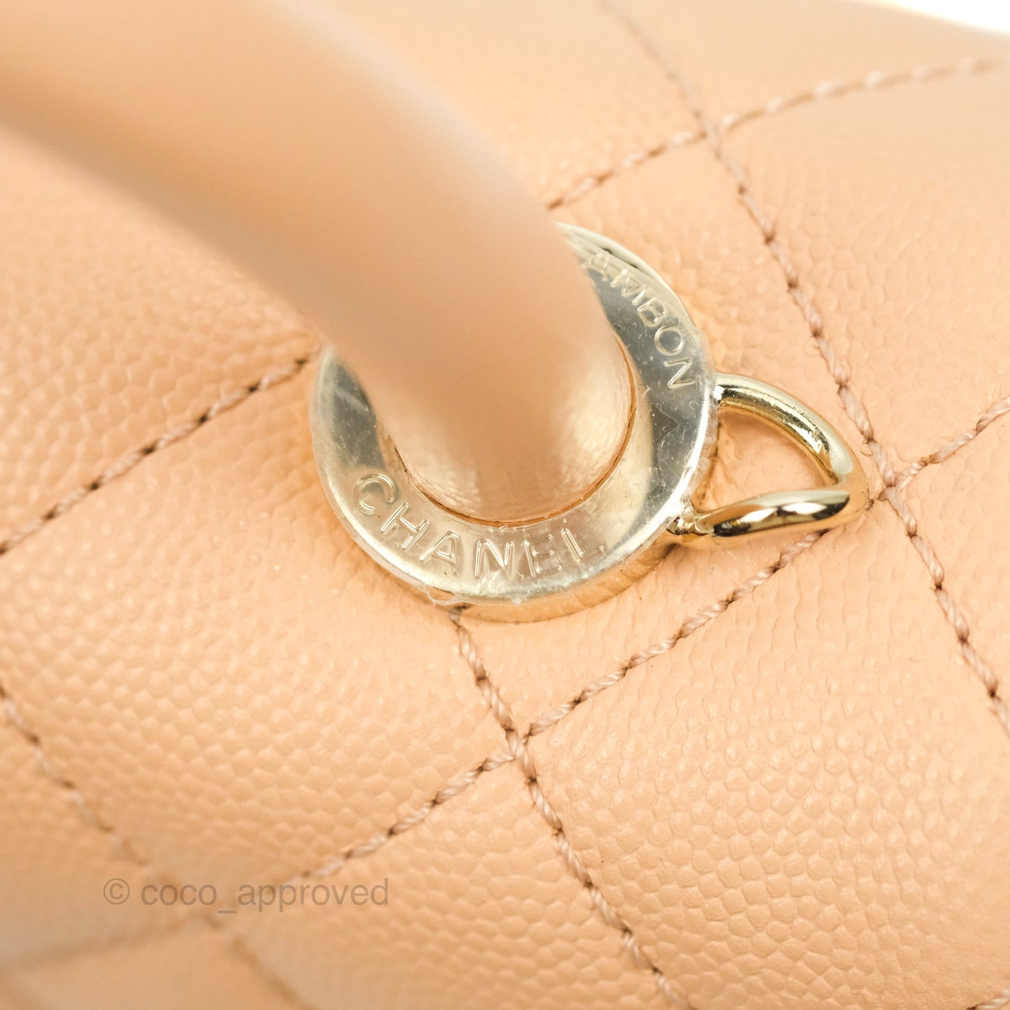 Chanel Mini Coco Handle Quilted Light Beige Pink Caviar Gold Hardware
