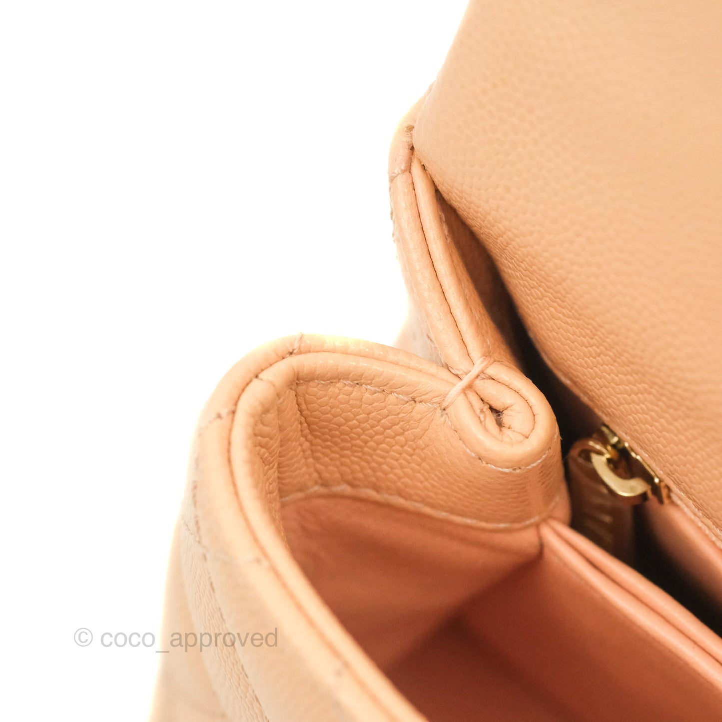 Chanel Mini Coco Handle Quilted Light Beige Pink Caviar Gold Hardware