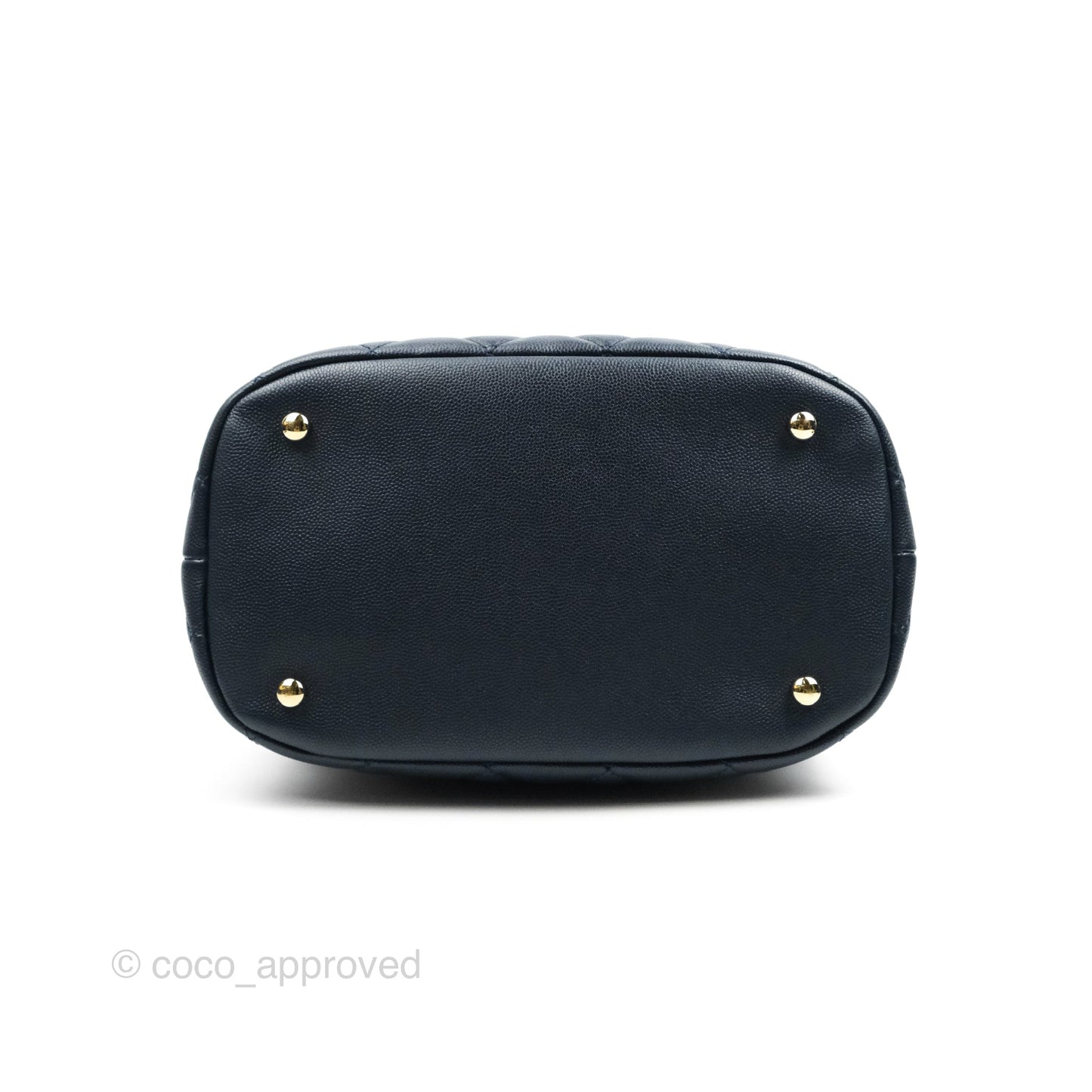 Chanel Medium Quilted Rolled Up Bucket Drawstring Bag Navy Caviar Gold Hardware